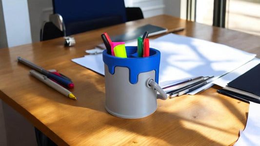 Eco-Friendly Paint Bucket Pen Holder | Dripping Paint Desk Organizer | Sustainable Bio-Plastic Stationery Holder