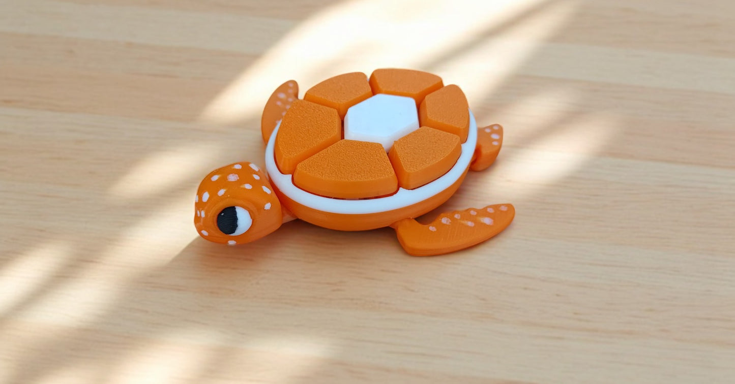 Orange Turtle Fidget Clicker – Sensory Toy for Autism ADHD Anxiety – Mechanical Key Switch Fidget – Stress Relief Gift