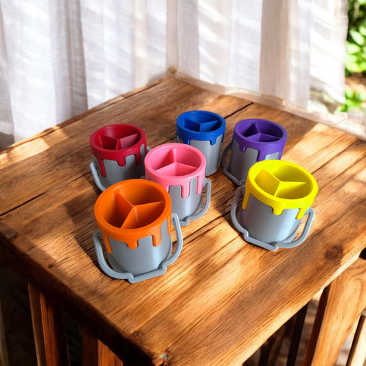 Eco-Friendly Paint Bucket Pen Holder | Dripping Paint Desk Organizer | Sustainable Bio-Plastic Stationery Holder